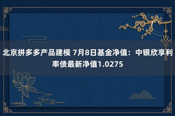 北京拼多多产品建模 7月8日基金净值：中银欣享利率债最新净值1.0275