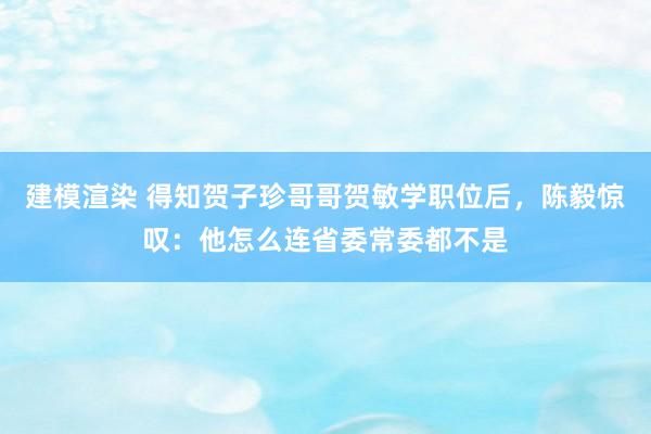 建模渲染 得知贺子珍哥哥贺敏学职位后，陈毅惊叹：他怎么连省委常委都不是