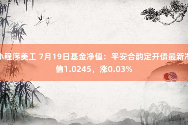 小程序美工 7月19日基金净值：平安合韵定开债最新净值1.0245，涨0.03%