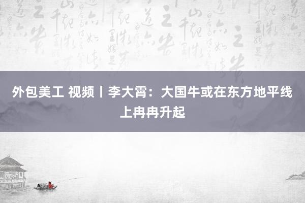 外包美工 视频丨李大霄：大国牛或在东方地平线上冉冉升起